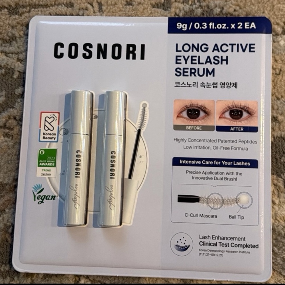 COSNORI Long Active Eyelash Serum 9g 2-Pack Set NIB